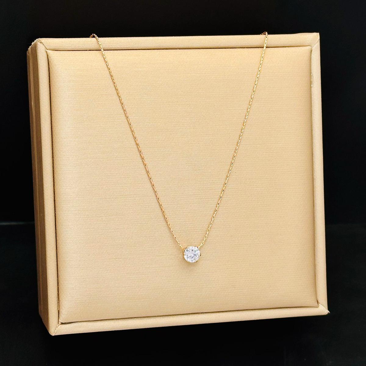 

Luxury Fashion Stainless Steel Gold Color 6-claw Heart Zircon Pendant Necklace for Women Exquisite Does Not Fade Collar Zircon рожевий колір золота