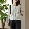 2025 Women's Retro Chinese-Style Cotton Linen Long Sleeve Cardigan with Frog Buttons - Spring/Autumn