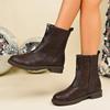 Large Size Round Head Square Heel Medium Tube Fashion Boots Autumn and Winter New Zipper Wind Wear Thin Boots Women
