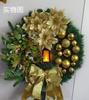40cm Christmas Wreath With Lantern Front Door Garland With Large Bow Seasonal Ornament Christmas Decoration For Front Door Wall