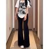 Damen Jeans in Übergröße, Schwarz, Stretch, Micro Flare, High-Waist - Frühling/Herbst, Schlankmachende gerade Beine, Trompetenhose