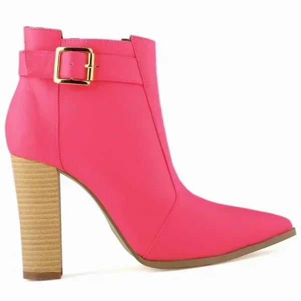 Women Ankle Boots Winter Autumn Fashion Pointed Toe 11cm Thick High Heels Lady Shoes Heeled Sexy Nightclub Red Short Boots