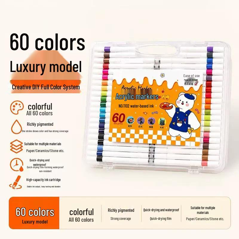 Stackable Double-Ended Double-Color Acrylic Markers, Opaque, Washable for Student Art & Graffiti.
