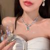 Luxury Diamond-Inlaid Water Drop Tassel Necklace - Exquisite Fashionable Jewelry for Women