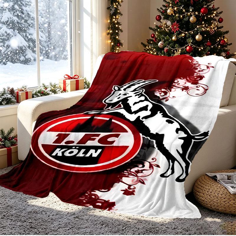 FC Koln Pattern Blanket for Home Decoration, Bed, Sofa, Car Travel, Camping, Suitable for All Seasons, Birthday Christmas Gift