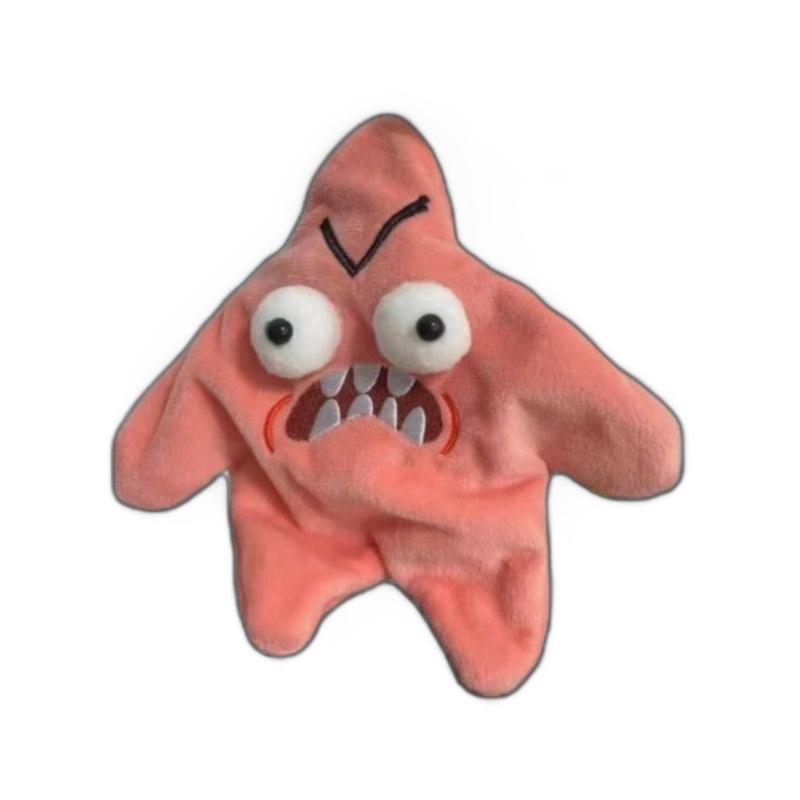 Cute Yellow Star Plush Toy Funny Angry Face Jumping Star Doll Soft Kawaii Gift For Kids And Adults 14cm
