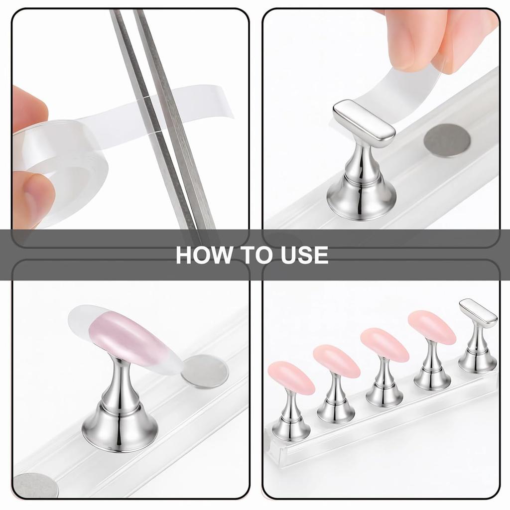 Nail Art Tools Set – 15pcs Nail Brushes, 5pcs Dual-Ended Dotting Pens, Nail Stand & Holder Kit with Brush Rack, Tweezers & Double-Sided Tape for