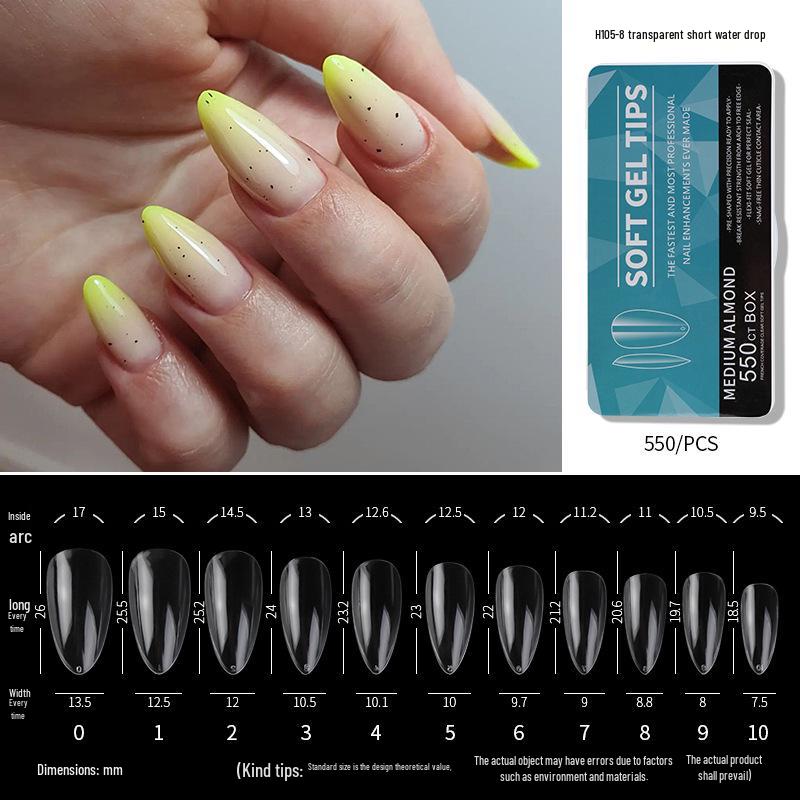 Porcelain White Oval Ballet Half-Cover Nail Tips - Transparent, Ultra-Thin Design