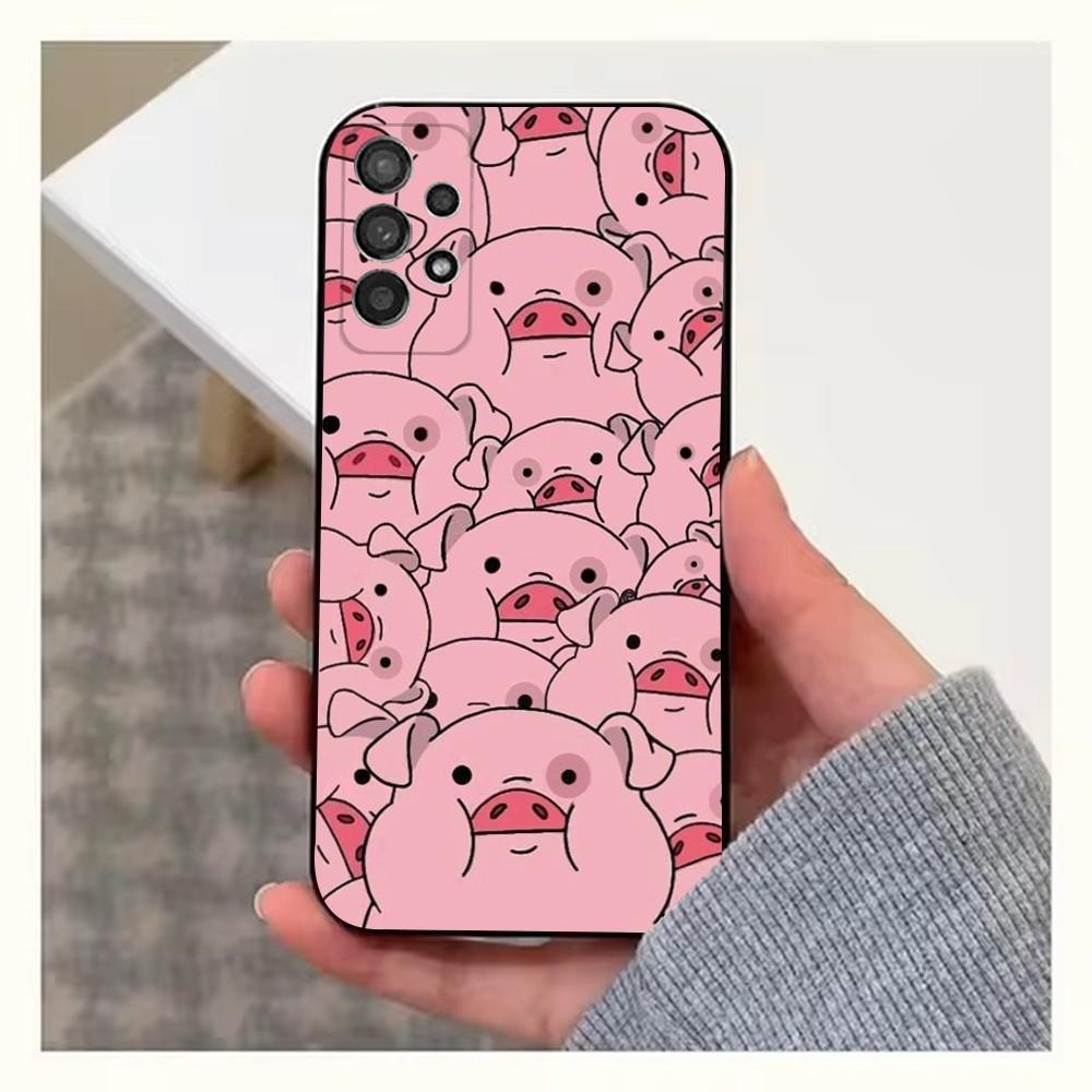 

Cute Piggy Phone Case For Samsung S25,S24,S23,S22,S20,S21,S10,Ultra,Plus,Lite,FE,Soft Silicone Black Cover Samsung S30plus5G