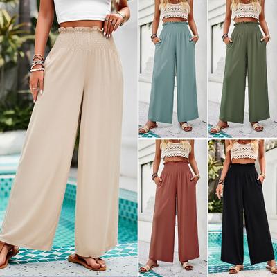 Damen Frühling und Sommer Temperament und Freizeit Einfarbige Weite Beinhose