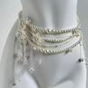 Multi Layered Waist Chain Beaded Belly Chain Bikini Decor with Floral Pearls Tassels Accents for Various Occasion