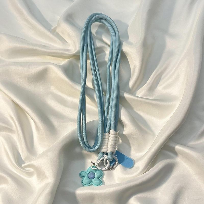 Cute Flower Pendant Phone Lanyard Soft Durable Nylon Detachable Buckle For Commute School Use