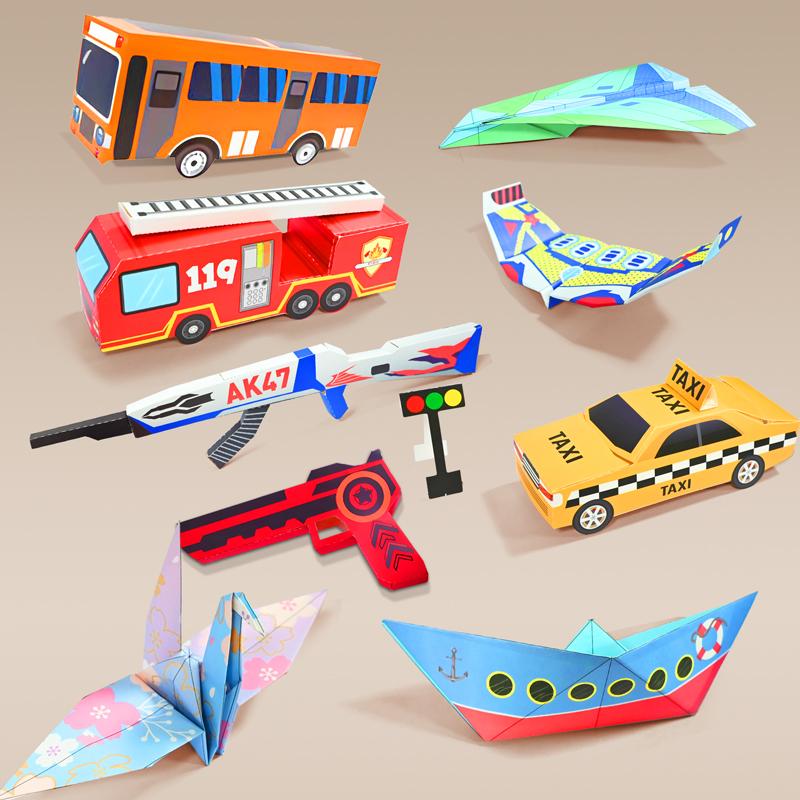 Paper Airplane Origami Handicrafts Kit Sheets Colorful Papers Crafts Montessori Toys Children Gift DIY 10/36/37 for Play Entertaining Safe