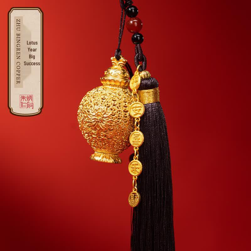 Zhu Bingren Copper Lotus Prosperity Incense Burner