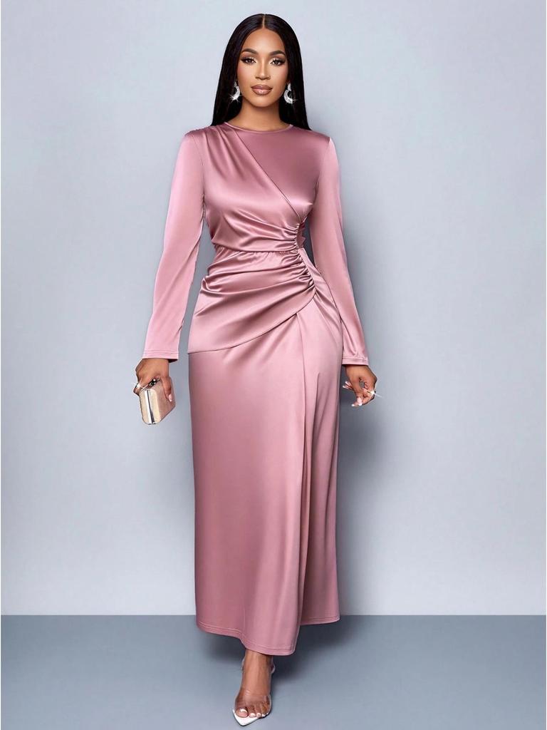 2025 Elegant Solid Color Satin Evening Gown