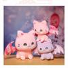 Cute Pink Sakura Cat Plush Toy with Bat Wings Soft Stuffed Animal Gift for Kids Birthday