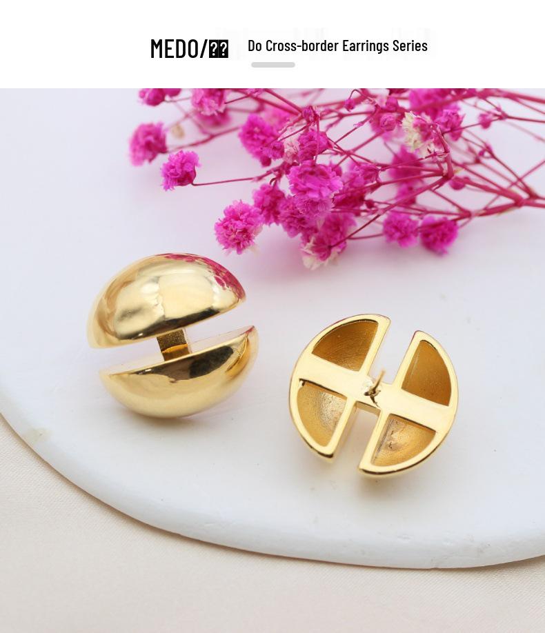 Europäische & Amerikanische Metallkugel H-förmige Damenmode Ohrstecker