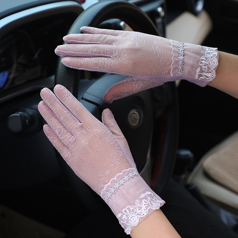 Spring and Summer Sun Protection Gloves Lace Lace Touch Screen Gloves Women's Driving Easy Breathable Outdoor Sunshade Cycling Gloves