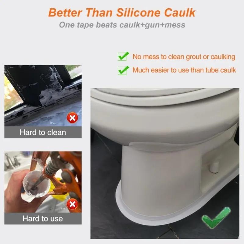 Waterproof Self-Adhesive Caulk Tape Sealant Strip for Bathroom, Toilet, Bathtub & Tile Corners