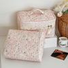 Ins Style Korduroy Ästhetischer Kosmetik-Organizer Große Kapazität Reißverschluss Floral Make-up Tasche Hautpflege Clutch Kosmetik