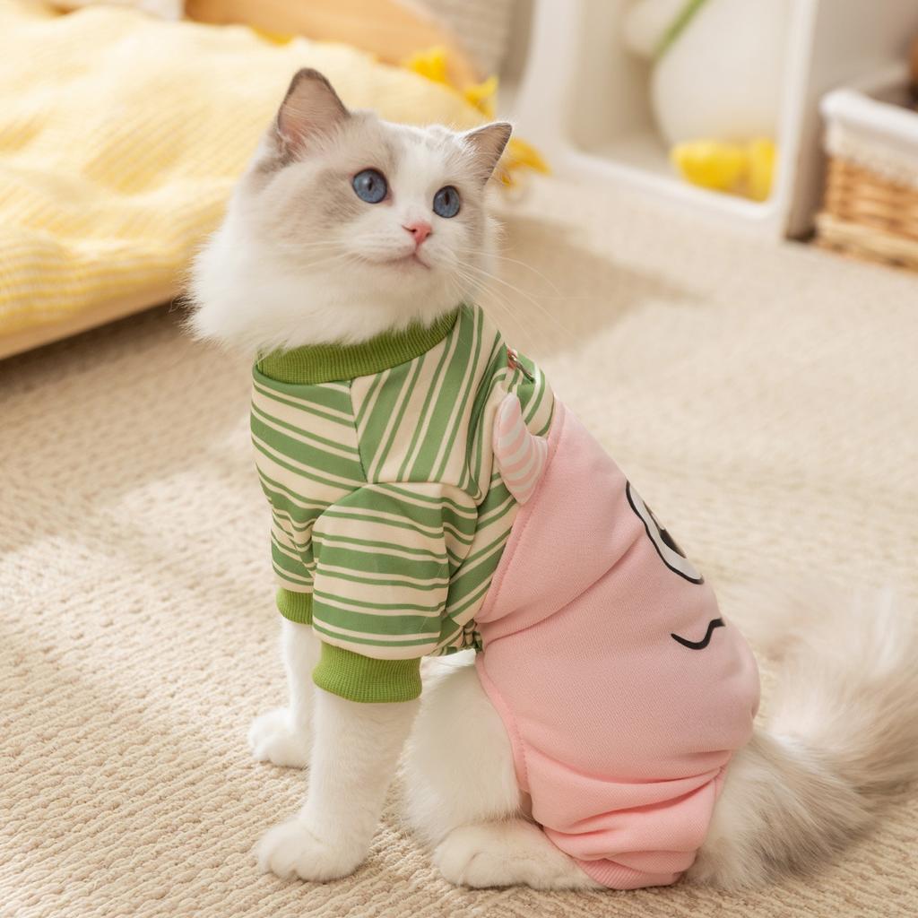 Autumn and Winter Dog Big-eyed Monster Striped Small and Medium-sized Dog Warm Four-legged Cat Teddy Bear Pet Clothes