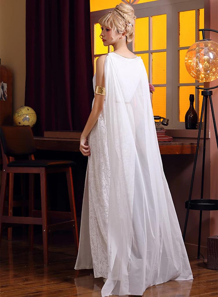 Shangki Halloween Greek Mythology Cosplay, Roman Costume for Women, Greek Costume, Stage Costume, Party Costume, Event Costume (Size L, White)