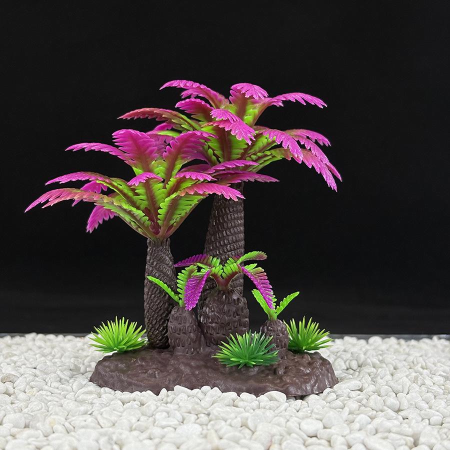 Aquarium Decor: Plastic Simulated Aquatic Plants & Coconut Tree Ornaments