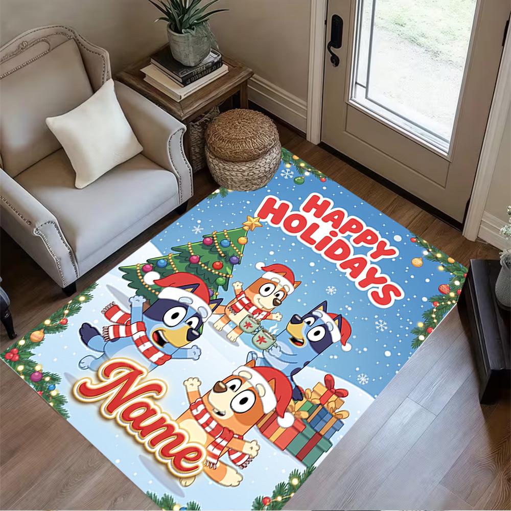 Halloween Bluebird Party Customize Text Floor Mat Design for Bedrooms Hallway Game Room Living Rooms Anti-slip Rug Office Home Decor