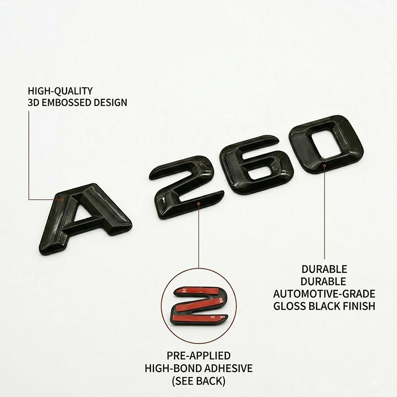 Glossy Black 3D Car Rear Trunk Emblem Badge Letters Decal For Benz A Class W176 W177 A180 A200 A220 A250 A260 Accessories