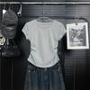 Summer Woman V Neck T Shirt With Wrinkled Design And Slim Fit For Casual Wear