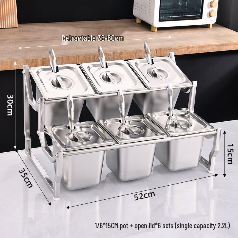 Commercial Stainless Steel Multi-Compartment Condiment Tray Set for Milk Tea Shop