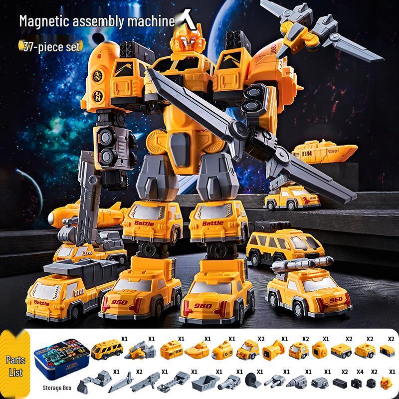 Children's 3D Magnetic Transforming Robot Car Toy - Versatile Warrior Model