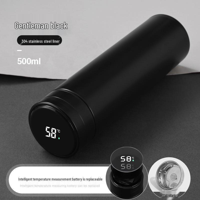 Smart Ceramic-Lined 304 Stainless Steel Insulated Cup - Simple Solid Color, Straight Body, Portable Office Gift.