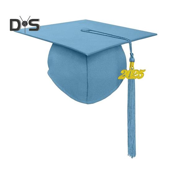 

Выпускной колпак с кисточкой 2025 года, выпускной колпак унисекс для взрослых 2025 года, матовый для бакалавра средней школы небесно-голубой