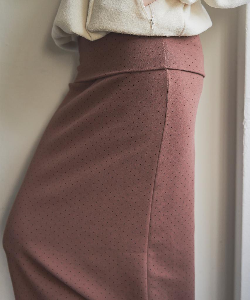Iteoneolmomeonteu Warm Dot Peach Maxi Skirt_Brown