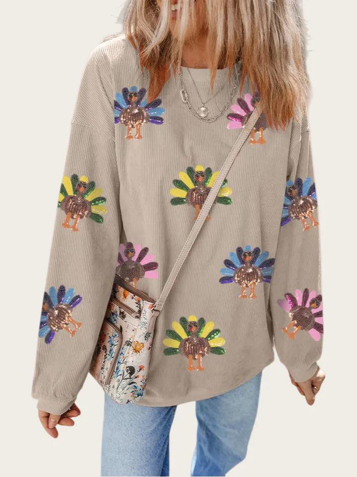 2025 European Autumn/Winter Women's Christmas Print Loose Pullover Hoodie