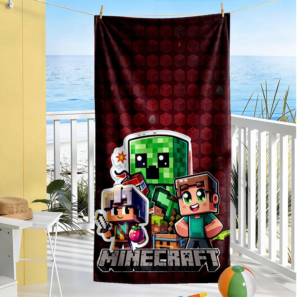 Minecraft Beach Towel Quick-Dry Soft Microfiber Comfortable Lightweight Portable for Swimming,Beach,Camping, Travel, Beach Accessories,Gym