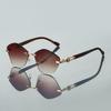Rimless Polygon Sunglasses Women  New Chic Vintage Gradient Multi-color Casual Shades Trendy Brand Design Sun Glasses