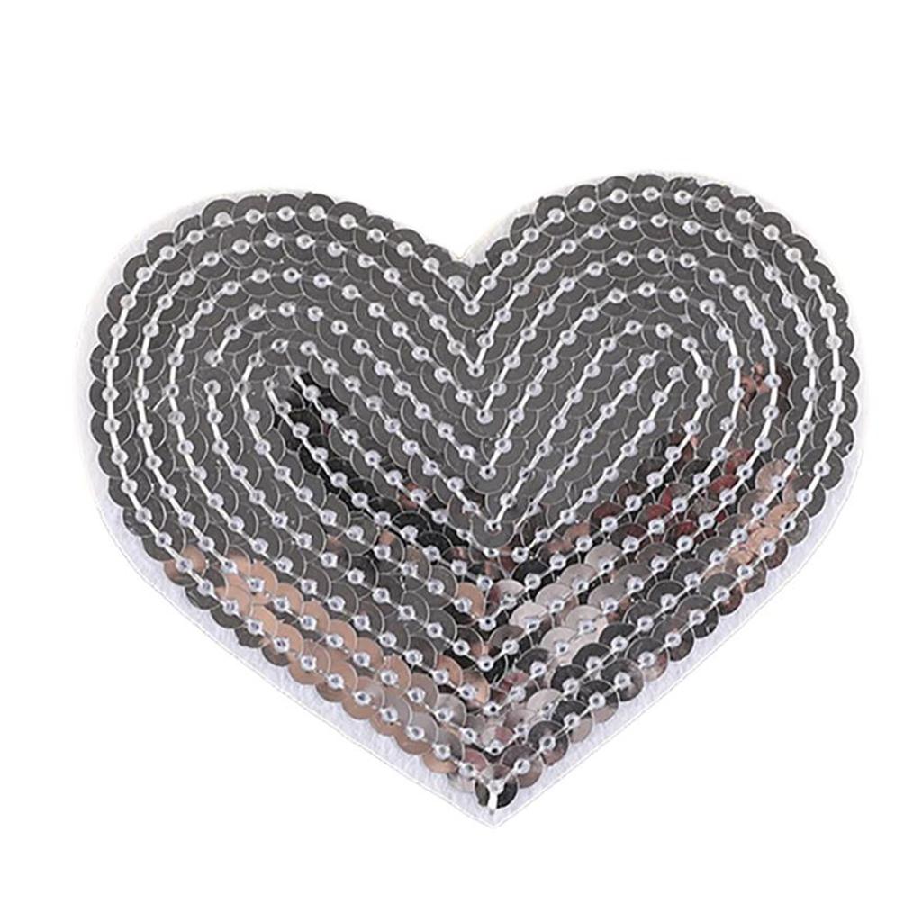 10 Pcs Heart Shape Iron On Patches Sewing On Applique Embroidered Heart Patches Sequins Patches for Clothes Bag Coats