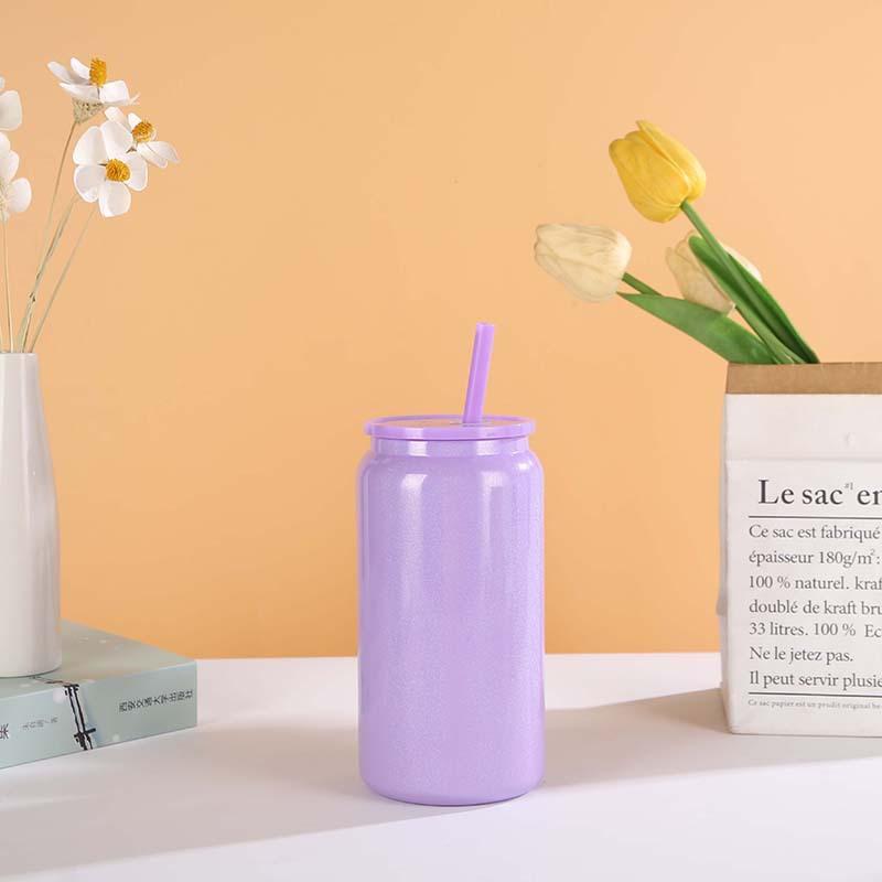Thermos Cup High Appearance Level Mason Jar Straw Water Cup Simple Thermal Insulation Cold Color Cans