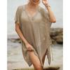 Women's Beach Bikini Top Machine-woven Shirt with Sexy Cutouts and Straps, Beach Skirt Dress Set