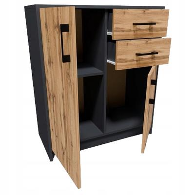 Chest Of Drawers, Cabinet, 2D2S, Graphite-Wotan, Drawers, Shelf, 2 Drawers, 2 Cabinets, Anthracite