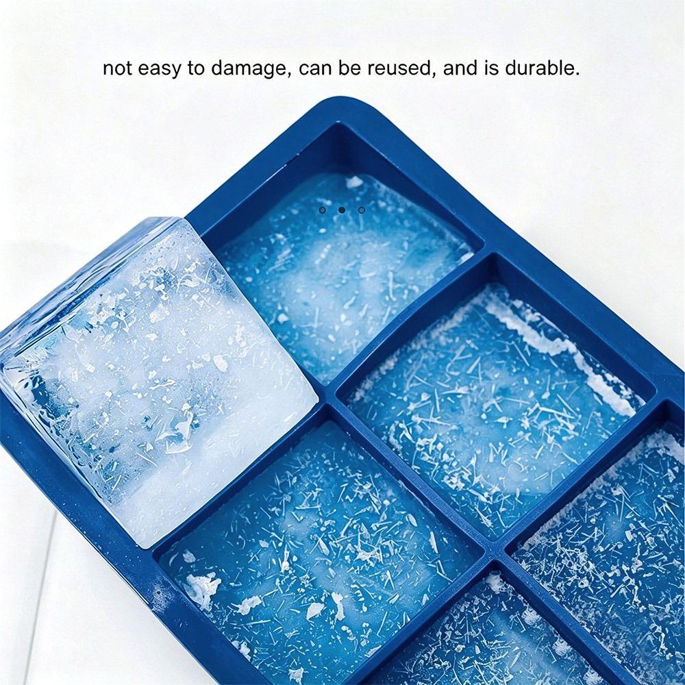 2pcs 6 Cells Ice Maker With Lid Silicone Large Ice Cube Trays Ice Cube Molds  Cocktails Making