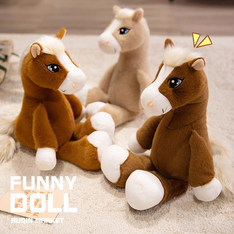 Plush Horse Toy With Realistic Sitting Pose For Kids And Collectors