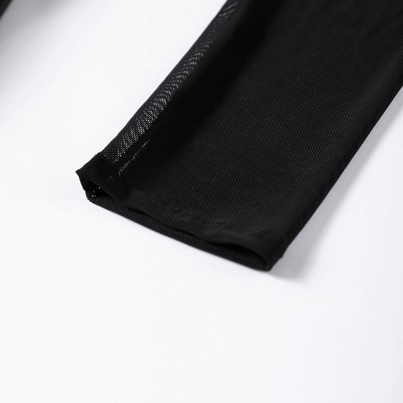 Sexy See-through Dress Women Turtleneck Full Sleeves Slim A-line Mini Dresses Autumn Fashion High Streetwear