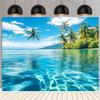 1 Piece of Beach-style Polyester Beach Scene Background Ocean Paradise with Palm Trees and Coconut Trees Party Decoration