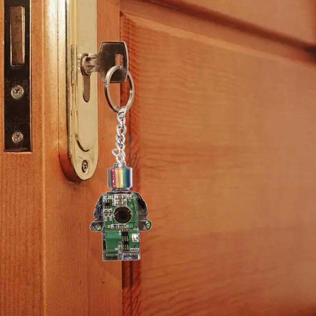 Electronic Robot Shaped Keychain Rainbow Color Key Chain Multi-Functional Phone Chain Women Girls Bag Purse Accessories