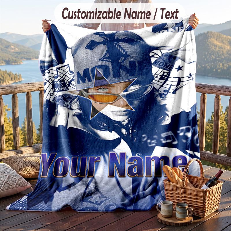 Personalized Flannel Throw Blanket,Billie Eilish Custom Printed Name, Cozy Plush Blanket For Home Use
