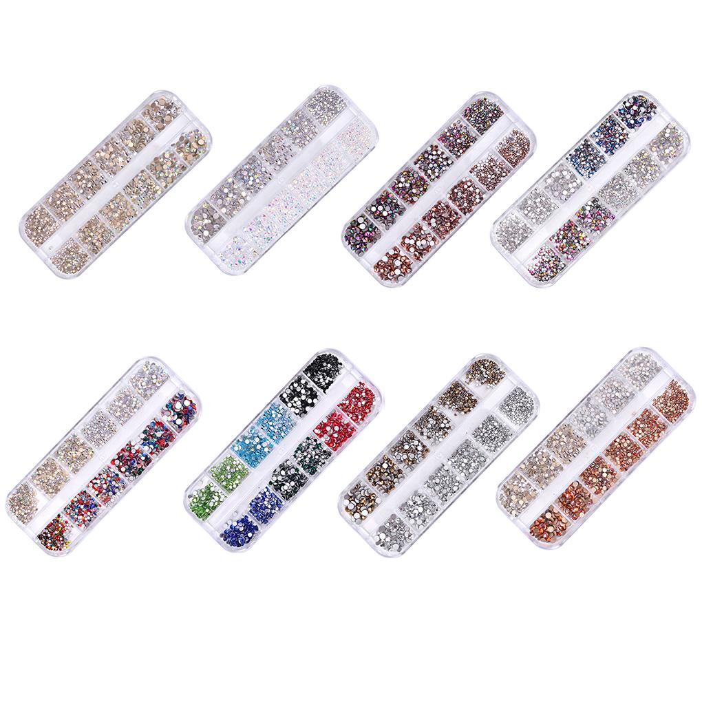 1Box 12 Sheets Colorful Crystals Art Bling Shiny Rhinestones Decal Manicure Tool