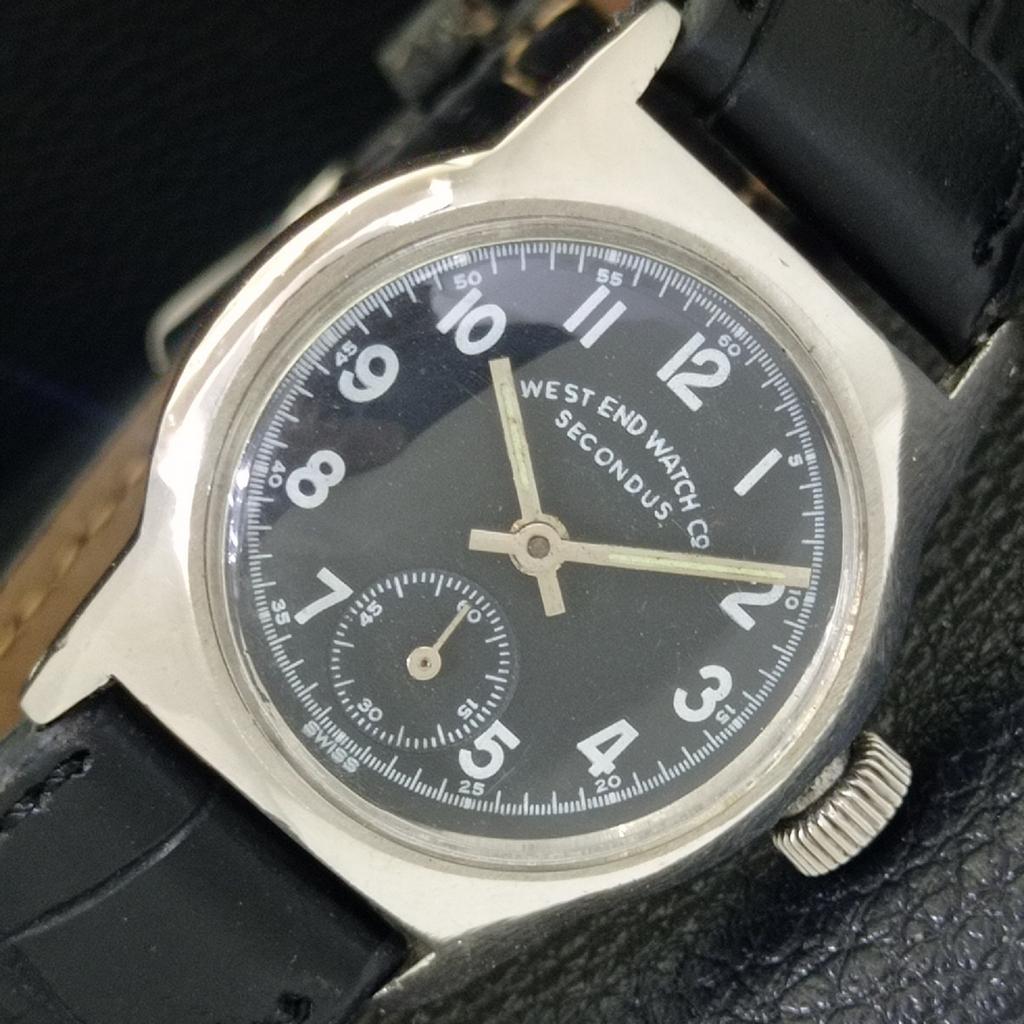 

ШВЕЙЦАРСКИЕ ВИНТАЖНЫЕ ЧАСЫ WEST END WATCH CO С РУЧНЫМ ЗАВОДОМ ДЛЯ МАЛЬЧИКА С ЧЕРНЫМ ЦИФЕРБЛАТОМ a701973-1 R207-a701973